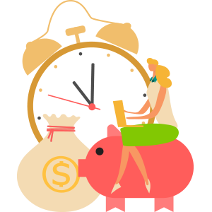 illustration of a person and a clock