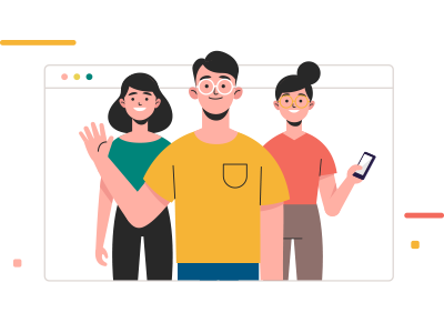 illustration of people waving