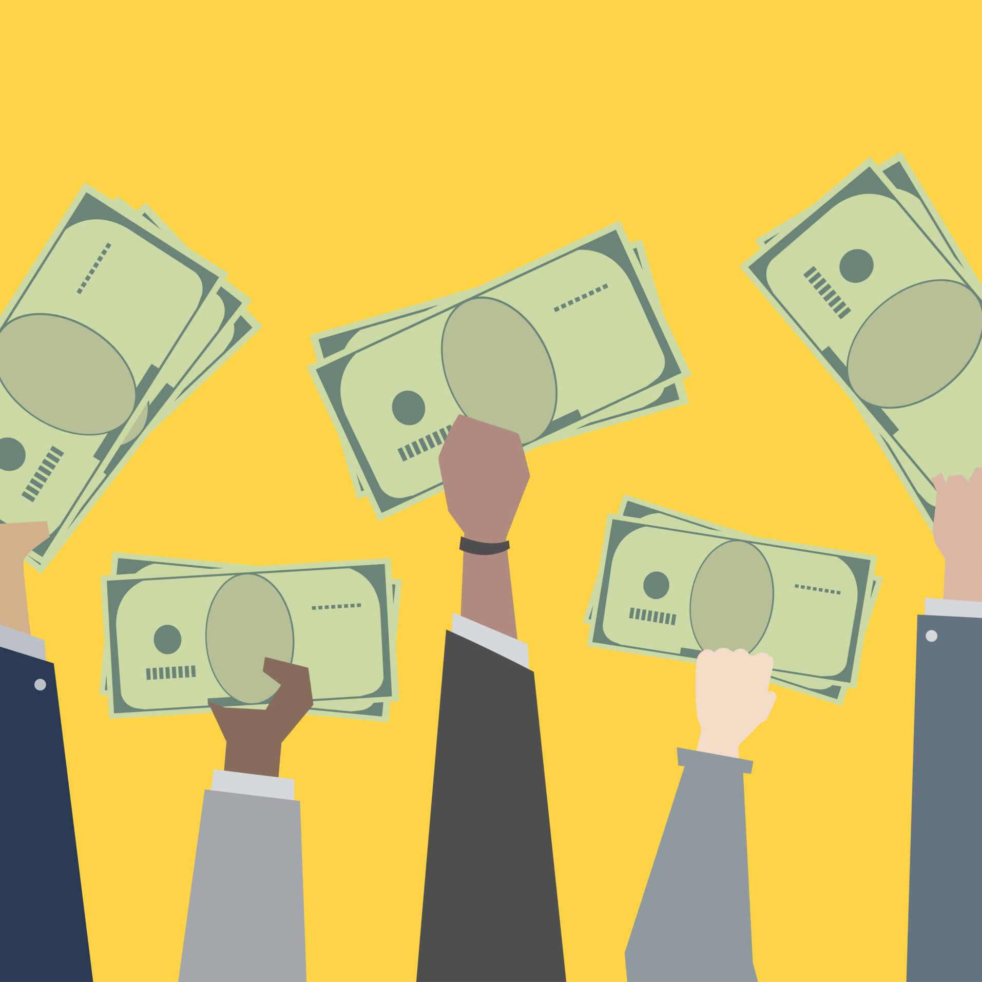illustration of people holding money